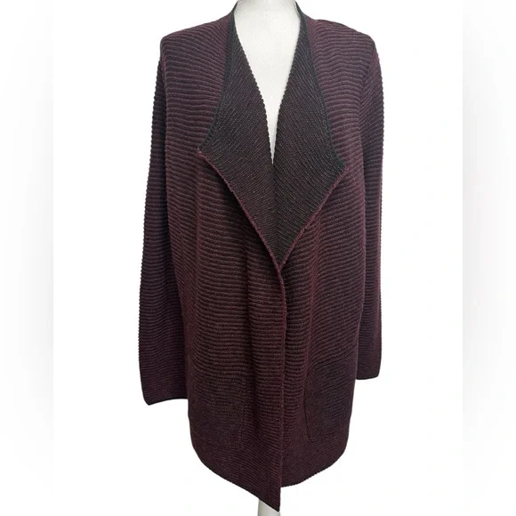 PUREJILL / Black & Maroon Cardigan Sweater / Medium / Preppy Goth Bohemian - Picture 1 of 13